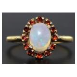 14kt Gold Opal & Garnet Dinner Ring