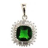 Cushion Cut 4.10 ct Emerald Designer Pendant