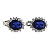 Oval 5.50 ct Sapphire Designer Earrings