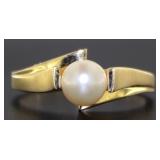10kt Gold 6.2 mm Natural Pearl Dinner Ring