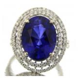 14kt Gold 9.28 ct Oval Sapphire & Diamond Ring