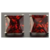 Princess Cut 8.00 ct Garnet Stud Earrings