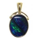 14kt Gold Australian Blue Opal Pendant