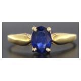 14kt Gold Oval Sapphire Solitaire Ring