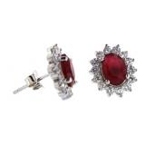 Oval 4.00 ct Ruby Designer Earrings