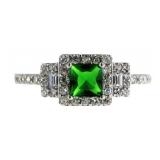 Princess Cut Emerald Designer Ring
