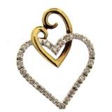 10kt Gold Double Heart Diamond Pendant