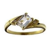 14kt Gold Emerald Cut White Sapphire Ring