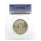 1942 MS64 Walking Liberty Silver Half Dollar