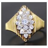 14kt Gold Vintage 3/4 ct Diamond Marquise Ring