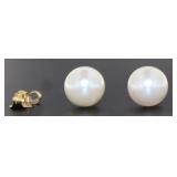 14kt Gold 7mm Natural Pearl Earrings