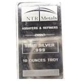 NTR Metals .999 Fine Silver 10 Ounce Bar