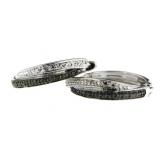 Genuine Black & White Diamond Hoop Earrings