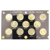 11 pc Wartime Jefferson Silver Nickel Collection