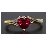 10kt Gold Ruby & Diamond Heart Ring