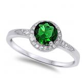Round 1.00 ct Emerald Solitaire Ring