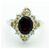 Oval 3.00 Garnet & Golden Citrine Dinner Ring