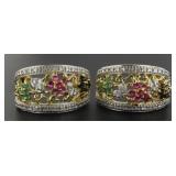 Genuine Ruby-Emerald-Sapphire Hoop Earrings