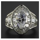 Fancy Marquise 3.35 ct White Topaz Baguette Ring