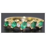 14kt Gold Natural Emerald & Diamond Ring