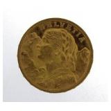 1930 Helvetia Swiss Gold 20 Francs