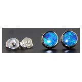 14kt Gold Australian Blue Opal Earrings