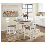 Ashley D335 Square Farmhouse Bar Table & 4 Stools