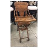 Rare Antique Oak High Chair