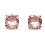 Round 2.00 ct Morganite Solitaire Earrings