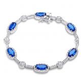 Elegant 14.50 ct Blue & White Sapphire Bracelet