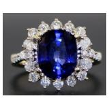 14kt Gold Oval 4.96 ct ct Sapphire & Diamond Ring