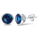 Bezel Set 2.00 ct Sapphire Solitaire Earrings