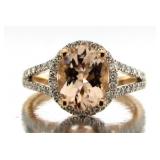 14kt Rose Gold 2.62 ct Morganite & Diamond Ring