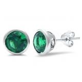 Bezel Set 2.00 ct Emerald Solitaire Earrings