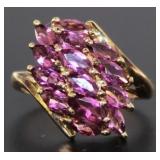 10kt Gold Pink Tourmaline Waterfall Ring