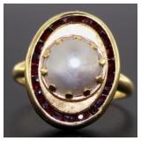 14kt Gold Cabochon Pearl Dinner Ring