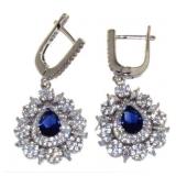 Pear Cut 6.00 ct Blue-White Sapphire Earrings