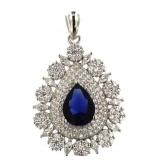 Pear Cut 5.30 ct Blue-White Sapphire Pendant