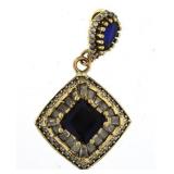 Elegant 6.44 ct Sapphire & Topaz Baguette Pendant