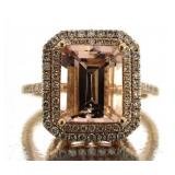 14kt Rose Gold 3.50 ct Morganite & Diamond Ring