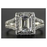 Emerald Cut 2.50 ct White Topaz Designer Ring