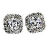 Cushion Cut 4.00 ct White Topaz Designer Earrings