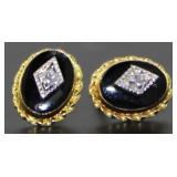 14kt Gold Onyx & Diamond Earrings