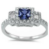 Princess Cut Sapphire Designer Ring