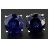 14kt Gold 5.40 ct Round Sapphire Stud Earrings