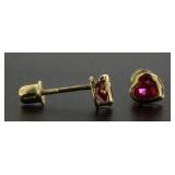 14kt Gold ~.33ct Ruby Heart Earrings