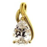 10kt Gold Pear Cut White Topaz Pendant