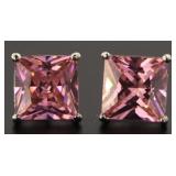 Princess Cut 8.00 ct Pink Sapphire Earrings