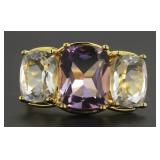 Genuine 7.50 ct Amethyst & White Quartz Ring