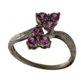 10kt Gold Pink Sapphire Flower Ring